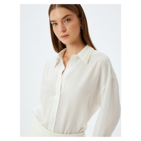 Koton Viscose Shirt Collar Pearl Embroidery Detail Long Sleeve