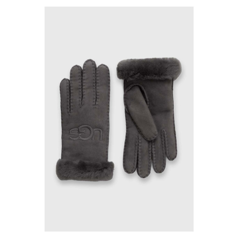 Semišové rukavice UGG dámské, šedá barva