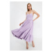 Trendyol Lilac Strapless Collar Dress