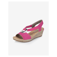 Tmavě růžové dámské sandálky v semišové úpravě Rieker