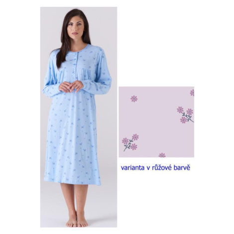 Dámská noční košile dlouhý rukáv KARELPIU KC6004 | růžová