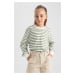 DEFACTO Girls' Crew Neck Striped Combed Combed Long Sleeve T-Shirt