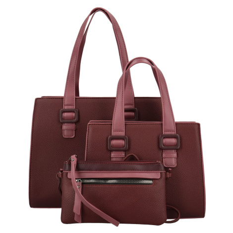 Módní dámský koženkový set kabelek Shanya, vínový Maria C.