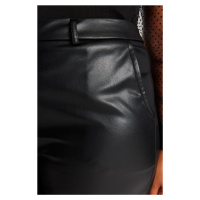 Trendyol Curve Black Wide Cut Faux Leather Woven Trousers