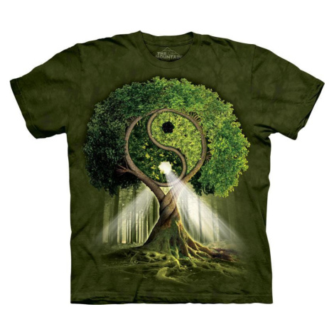 Pánské batikované triko The Mountain - Yin Yang Tree - zelené