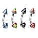 Piercing do obočí se třemi barevnými pásy - Rozměr: 8 mm x 4x3 mm, Barva zirkonu: Červená - R