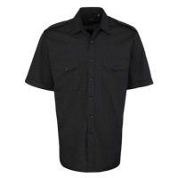 Premier Workwear Pánská pilotní košile s krátkým rukávem PR212 Black