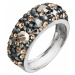 Evolution Group Stříbrný prsten s krystaly Swarovski mix barev černá hnědá zlatá 35031.4
