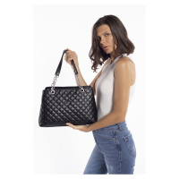 Madamra Women's Black Large Quilted Chain Bag