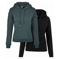 Urban Classics / Ladies Hoody 2-Pack black+bottlegreen