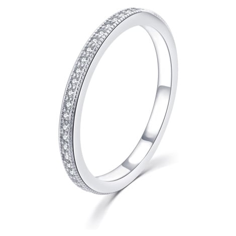 MOISS Minimalistický stříbrný prsten se zirkony R00020