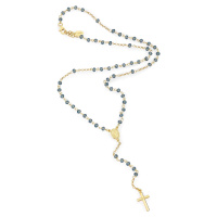 Amen Originální pozlacený růženec s modrými krystaly Rosary CROGBL4