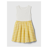 Bílo-žluté holčičí kostkované šaty GAP