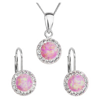 Evolution Group Třpytivá souprava šperků s krystaly Preciosa 39160.1 & light rose s.opal (náušni
