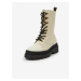 Krémové dámské kožené boty Scotch & Soda Aubri Mid Boot Off Wht Croco