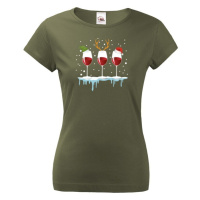 Skvělé dámské vánoční tričko pro milovníky vína - tričko s potiskem vína
