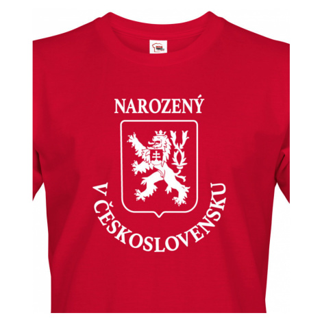 Pánské retro tričko se lvem a znakem ČSSR - Narozený v Československu BezvaTriko