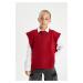 DEFACTO Girl Red Crew Neck Plain Sweater