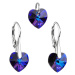 Sada šperků s krystaly Swarovski náušnice a přívěsek modrá srdce 39003.5 heliotrope