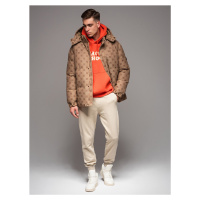 Ombre Men's jacquard patterned puffer jacket-brown