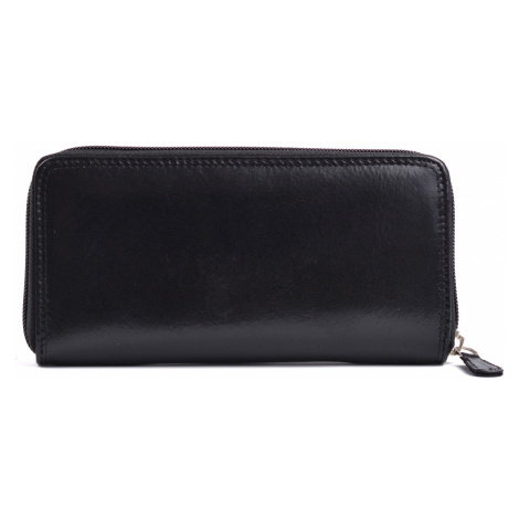 Dámská kožená peněženka na šířku s obvodovým zipem vybavená černá, 19 x 1 x 10 (SB00-H923-09KUZ)