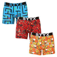 3PACK pánské boxerky Styx long art sportovní guma vícebarevné (3U12914)