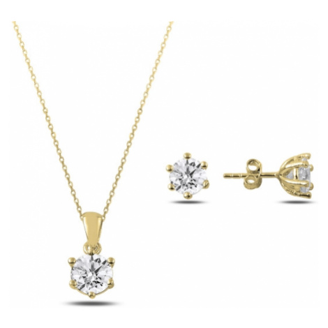 Klenoty Amber Pozlacená sada šperků - náušnice, náhrdelník