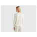 Benetton, Cream Crew Neck Sweater In Cashmere And Wool Blend