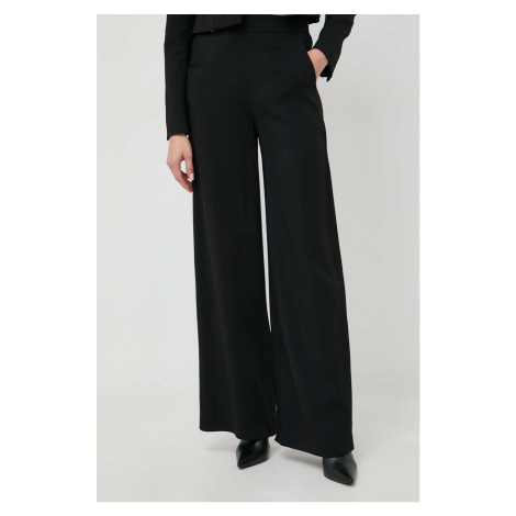 Kalhoty Ivy Oak dámské, černá barva, široké, high waist IVY & OAK