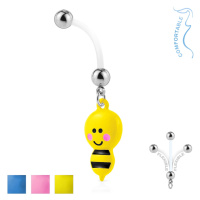 Piercing do pupíku z bioflexu - ocelové kuličky, včelka se žihadlem - Barva piercing: Žlutá