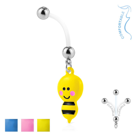Piercing do pupíku z bioflexu - ocelové kuličky, včelka se žihadlem - Barva piercing: Žlutá Šperky eshop