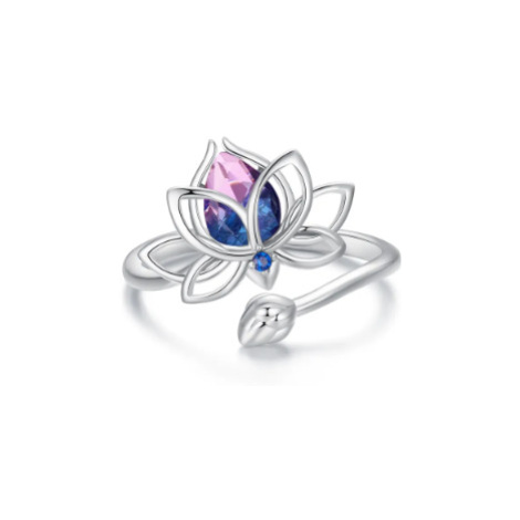 Klenoty Amber Stříbrný otevřený prsten květ lotosu