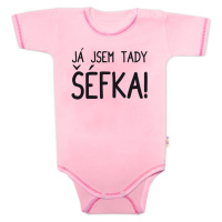 Baby Nellys Body kr. rukáv s vtipným textem, Já jsem tady ŠÉFKA! vel. 80