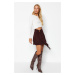 Trendyol Brown Frill Detailed Ruffles Mini Knitted Skirt