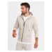 Men's sweatshirt set kangaroo sweatshirt + shorts - beige V1 Z76