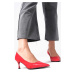 Mio Gusto Lina Women's Red Color Suede And Leather Combination Heeled Shoes.