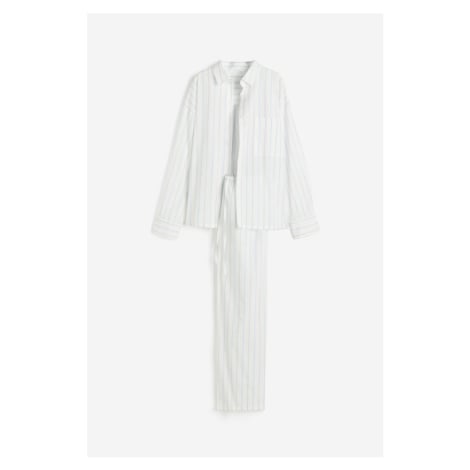 H & M - Pyžamo: košile a kalhoty - bílá H&M