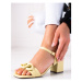 Pk Moderní zelené dámské sandály na širokém podpatku ruznobarevne