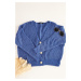 Trendyol Blue Long Sleeve Buttoned Knitwear Cardigan