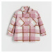 Reserved - Kostkovaná košilová bunda - Růžová