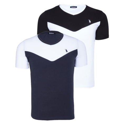 DUAL SET T8591 DEWBERRY MENS T-SHIRT-WHITE-NAVY BLUE