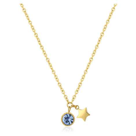 S`Agapõ Pozlacený náhrdelník s krystalem a hvězdou Lucky Light SKT24 S'Agapõ