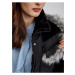 Černý dámský péřový zimní kabát s kapucí a umělým kožíškem ORSAY