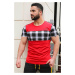 Madmext Crew Neck Plaid Red T-Shirt 3004