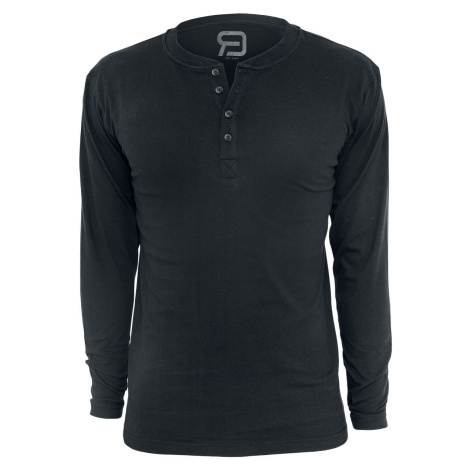 RED by EMP Basic Henley Tričko s dlouhým rukávem černá