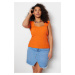 Trendyol Curve Orange Sweetheart Collar Wrapping, Thin Knitwear Blouse