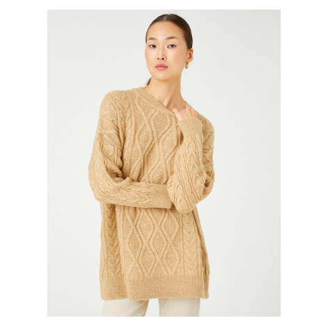Koton Oversize pletený svetr s kulatým výstřihem