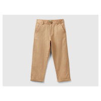 Benetton, Relaxed Fit Trousers In Linen Blend