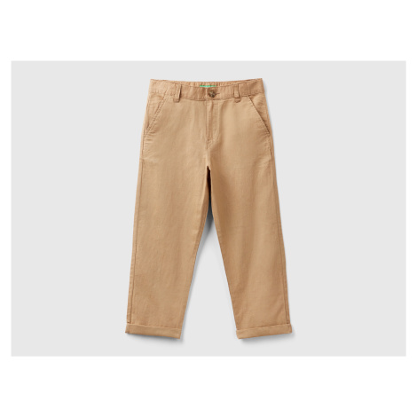 Benetton, Relaxed Fit Trousers In Linen Blend United Colors of Benetton