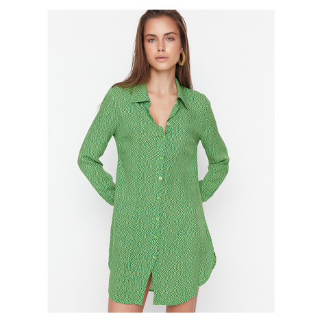 Zelená dámská prodloužená košile Trendyol